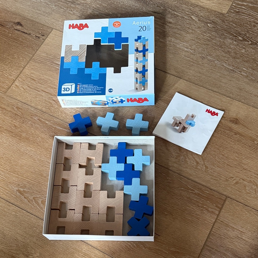 Aerius 3D Puzzle Blocks - Blue and Natural